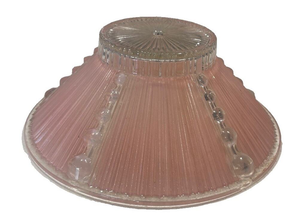Rare Vintage Art Deco Nouveau Pink Mid Century Glass Lamp Ceiling Light Shade